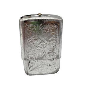 Vintage PARK INDUSTRIES Aluminum Embossed  Filigree CIGARETTE CASE Holder Box